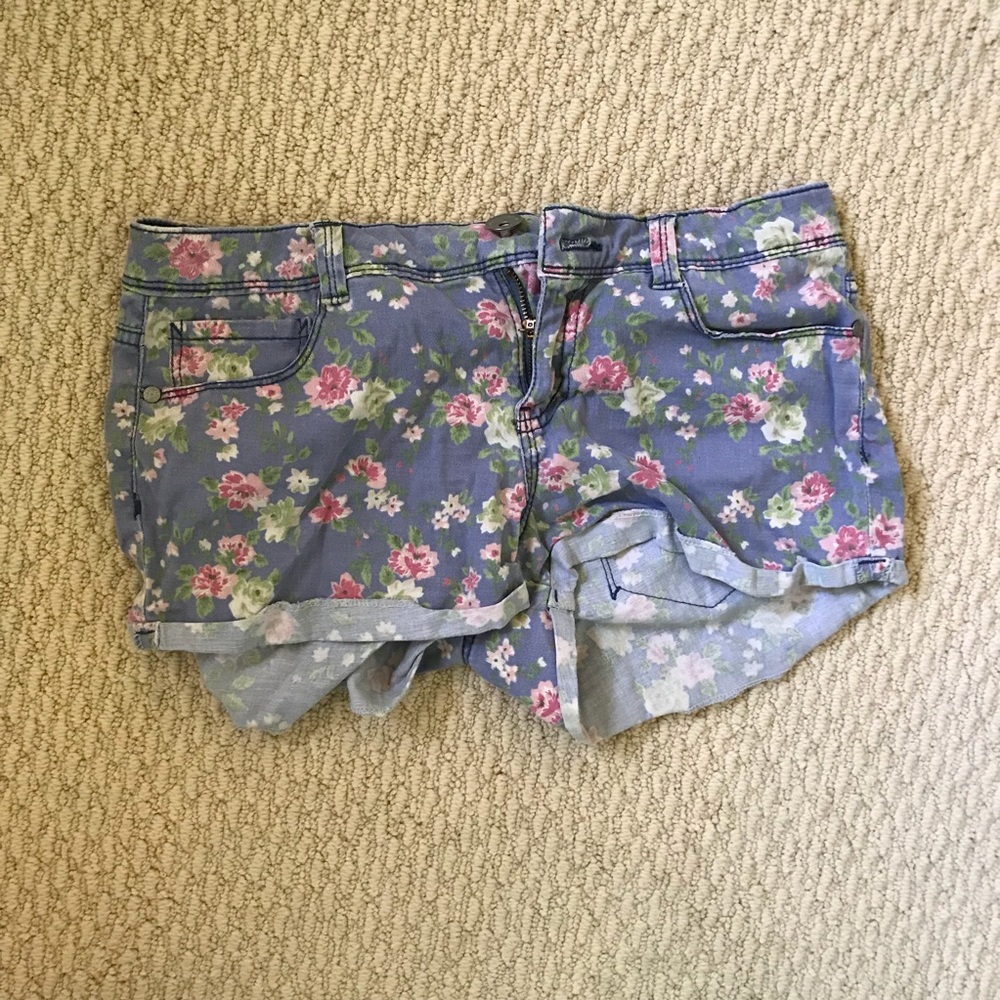 Floral Low Rise Jean Shorts